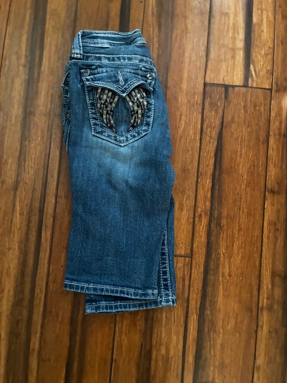 Miss Me Dark Blue Embellished Back Pocket Shorts